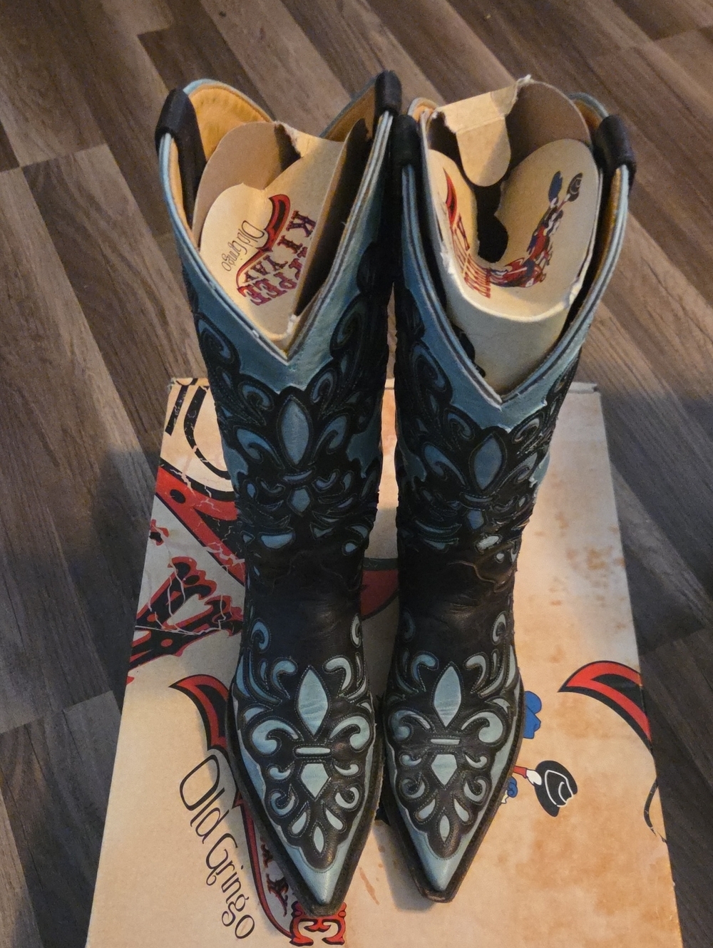 Old Gringo Cowboy Boots Linda Chocolate Aqua Size 7 - Picture 2 of 6